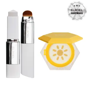 ELROEL Blanc Cover Cream Stick V Color-Changing Foundation (204 Tan) + Pang Pang Sun Cushion Plus SPF50+ PA++++ (0.53 oz)