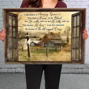 Highland Cow pastoral landscape painting, rural style decoration, high-definition Artistic canvas decorative painting 11.8* 15.7inch (30* 40cm ) with wooden frame -- modern home decoration, can be directly hung in the living room or bedroom