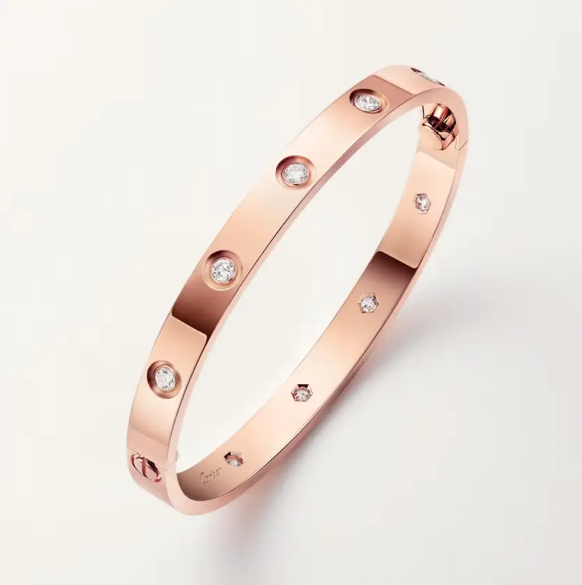 Pre-owned Cartier Love Bracelet Classic Model, 10 Dias, Rose Gold, complete Set