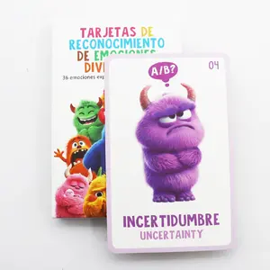 36 Pcs Spanish 3D Monsters Theme Emotion Cards with Explanatory Texts, Cute Counting Numbers Emotional Cards, Color Recognition Affrimation Feeling Cards, Bilingual Cards for Thanksgiving Birthday Gifts, Flashcards
