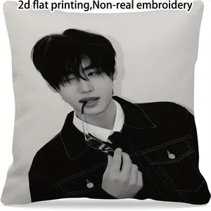 1pc Park Sunghoon Contemporary Style HD Printed Polyester Throw Pillow Case - 2D Flat Printing, Zipper Closure, Machine Washable, for Sofa & Bedroom Decor, Throw Pillowcase for Bedroom, Durable Fabric, 2D Flat