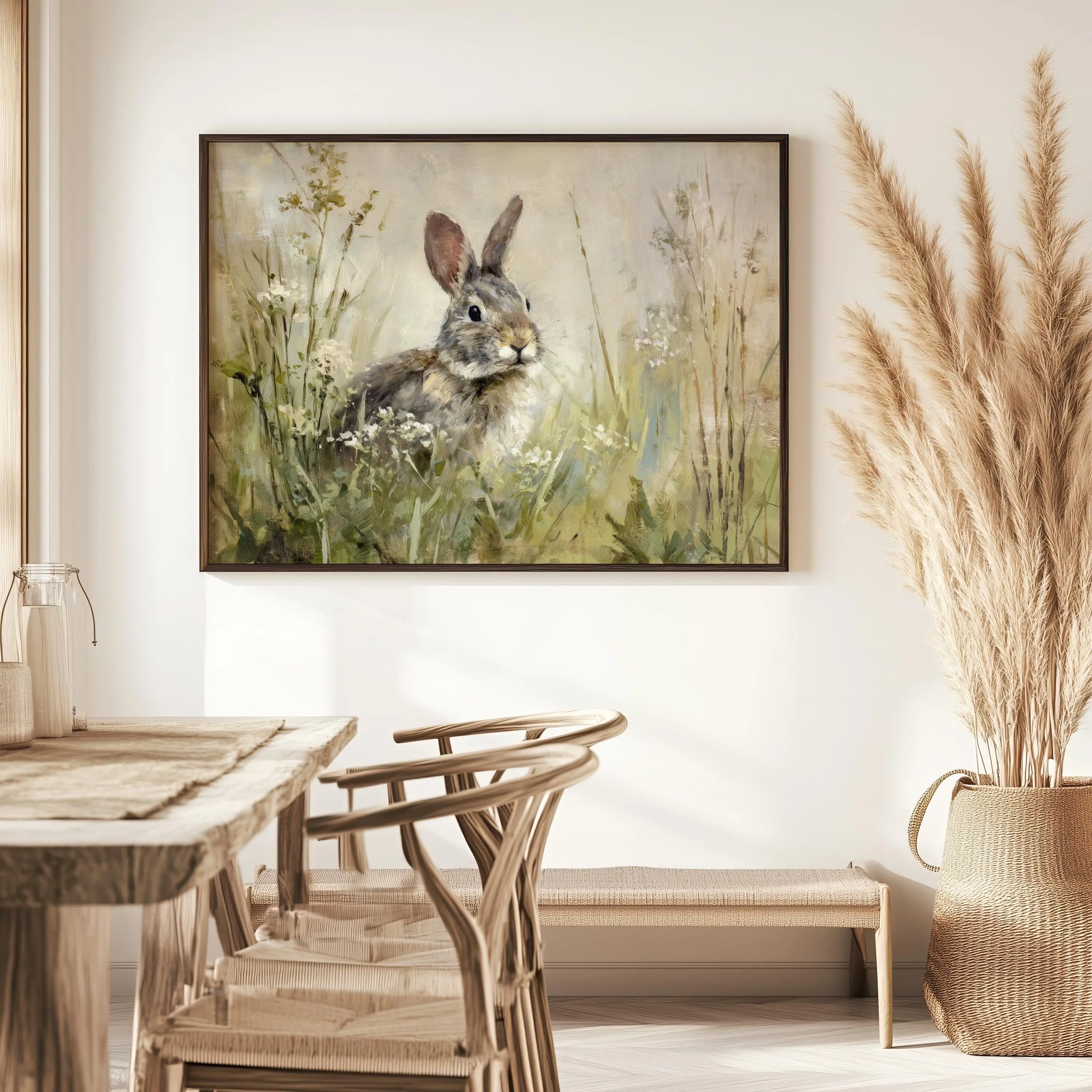 Cottontail Rabbit Poster Unframed , Vintage Bunny Painting, Country Nursery Wall Art, Wildlife Decor, Farmhouse Decor