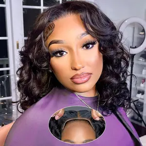 Body Wave BOB Wig Human Hair 5X5 HD Lace Closure Wavy Wigs for Black Women Glueless Wear And Go Wigs Human Hair Pre Plucked Wavy Wig 180 Density Virgin Hair Glueless Body Wave Bob glueless wig short bob lace front wig