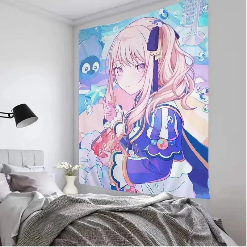 Kawaii Akiyama Mizuki Print Japanese Cloth Wall Tapestry - 30x40in Soft Fabric, Anime Sticker Accent, Boho Chic Design, Cutecore Aesthetic Artwork, Indoor Home Room Wall Hanging Decor, No Extra Accessories Needed
