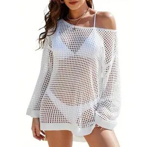 Women's Swimsuit Crochet Cover Up | Bathing Suit Swimwear Long Sleeve Knit Beach Dress Summer Vacation Outfits