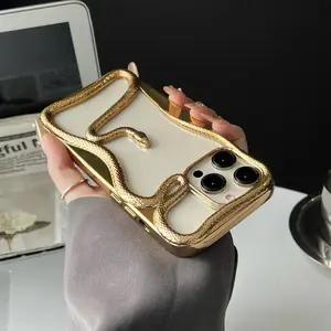 Unique Snake Design Phone Case, Electroplated Solid Color, Creative 3D Soft Tpu Cover, Compatible with iPhone Models 17 Pro Max to 11