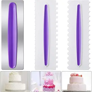 3 Pieces Cake Scraper Cake Decorating Comb Set, Stainless Steel Icing Smoother Comb Plastic Edge Side Smoother Decorating Tools Cream Scraper for Mousse Butter Cream