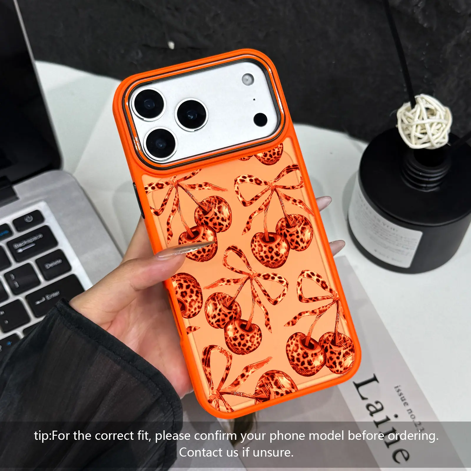 Cherry Pattern Phone case for iPhone 17Pro Max Air 16Plus E 15 14 13 12 11 cases,Shockproof Drop,Protection Durable,Protective Silicone Cover,Gifts for Girls. Smartphone Screen Protector
