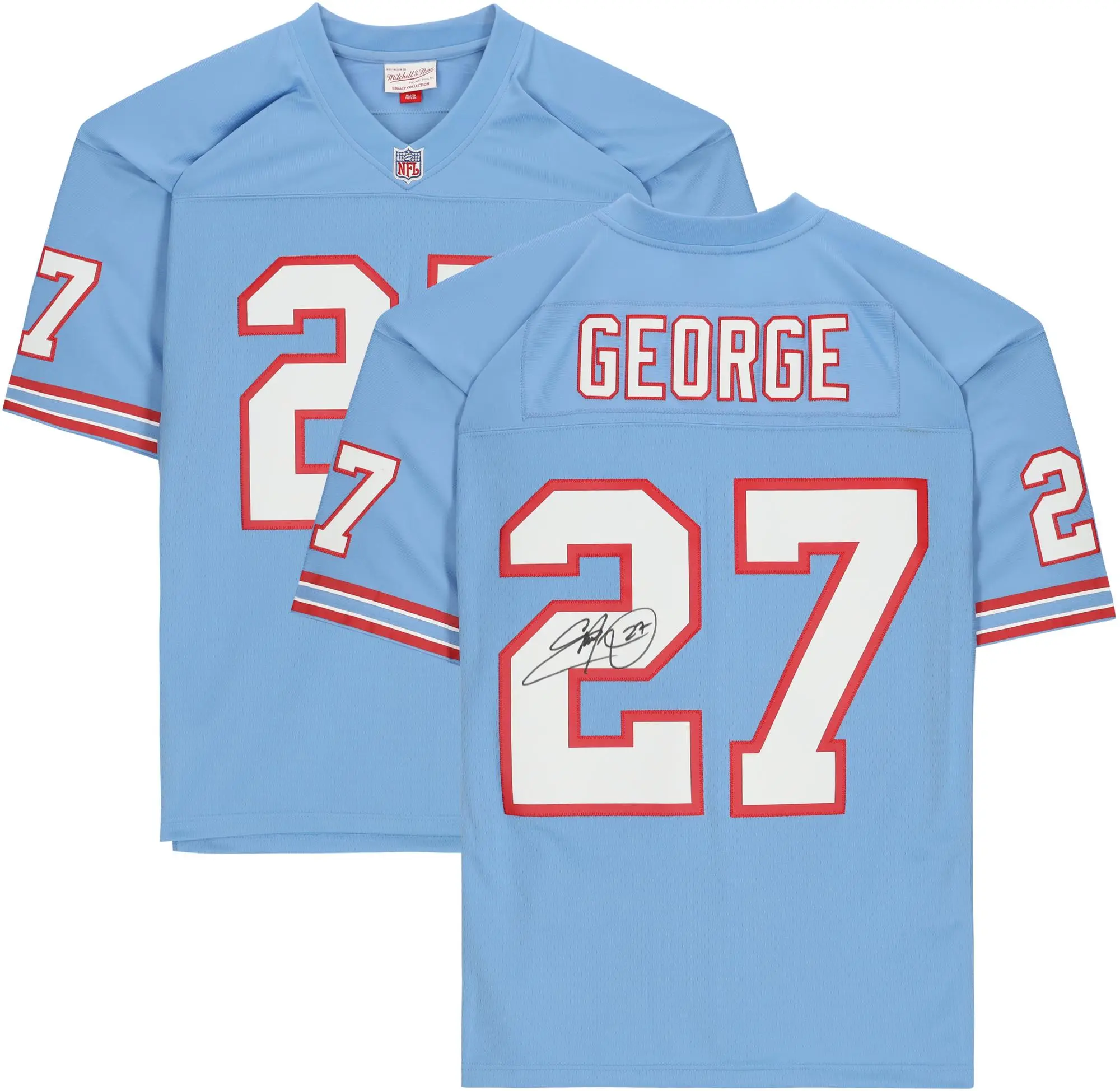 Eddie George Houston Oilers Autographed Mitchell & Ness Light Blue Replica Jersey - Fanatics Authentic Certified