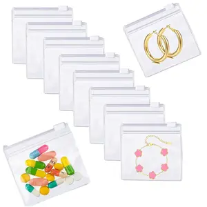 10pcs Reusable Ziplock Plastic Bags, Transparent Jewelry Storage Pouches, Earring Bracelet Packaging, Multiple Sizes Available