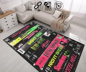 Horror Movie Rug, Nostalgic Retro Style Rug, Vhs Case Themed Horror Rug, Home Theater TV Room, Movie Room Rug, Boy room Rug, Halloowen Rug