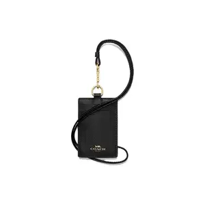 COACH Leather Lanyard and Card Holder for Women in Black