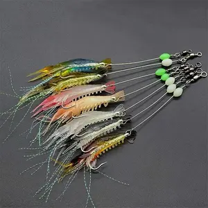 7pcs Luminous Shrimp Silicon Soft Fishing Lure Fishing Hook Set - Catch More Fish with These Artificial Bait & Hook Combos
