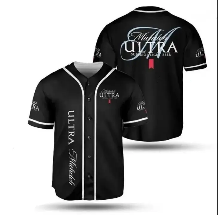All Black Micheloob Ultra Superior Light Beer Baseball Jersey, Game Day Party Jersey, Gift for Friends