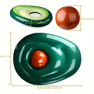 Avocado-Shaped Inflatable Pool Float with Ball - Durable PVC Swimming Ring for Adults, Perfect for Pool Parties & Summer Fun