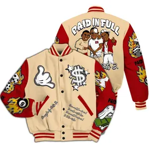 Strawberry Waffle Sneaker Match Bomber, Paid In Full Statement Graphic, Bold Color Streetwear, Trendy Outerwear Gift For Sneaker Outfits