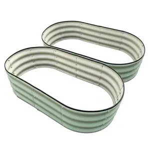 2-Pack Round Metal Raised Garden Beds, Powder Coated Rustproof Steel Bottomless Outdoor Planter Box For Flowers Vegetables & Herbs