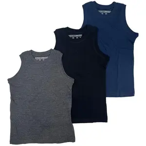 BROOKLYN VERTICAL Boys 3 Pack Muscle Shirt Sleeveless Tee - Tagless Cotton Super Soft