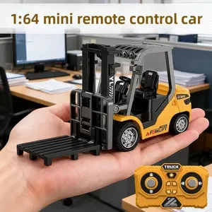 1:64 Scale Remote Control Forklift Truck with Trailer, Remote Control Trucks, Alloy Material, Portable Design, Ideal Gift for Kids, Engineering Toy