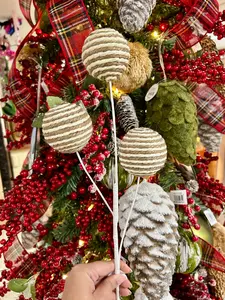 24 Inch Natural And Cream Paper Rope Wrapped Ball Spray