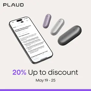 Plaud NotePin Voice Recorder,AI Voice Recorder, App Control, AI Notetaker, AI Transcribe & Summarize Support 112 Languages, 64GB Memory, Audio Recorder for Lectures, Meetings