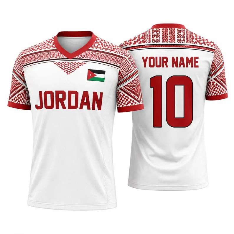 Jordan Soccer "Custom Name" Vintage Jersey T-Shirt, Jordan National Team Retro Soccer Fan Shirt, Personalized Name Number Soccer Shirt, WC 2026 Jordan Supporter Tee, Unisex Jordan Football Apparel, WC 2026 Tee