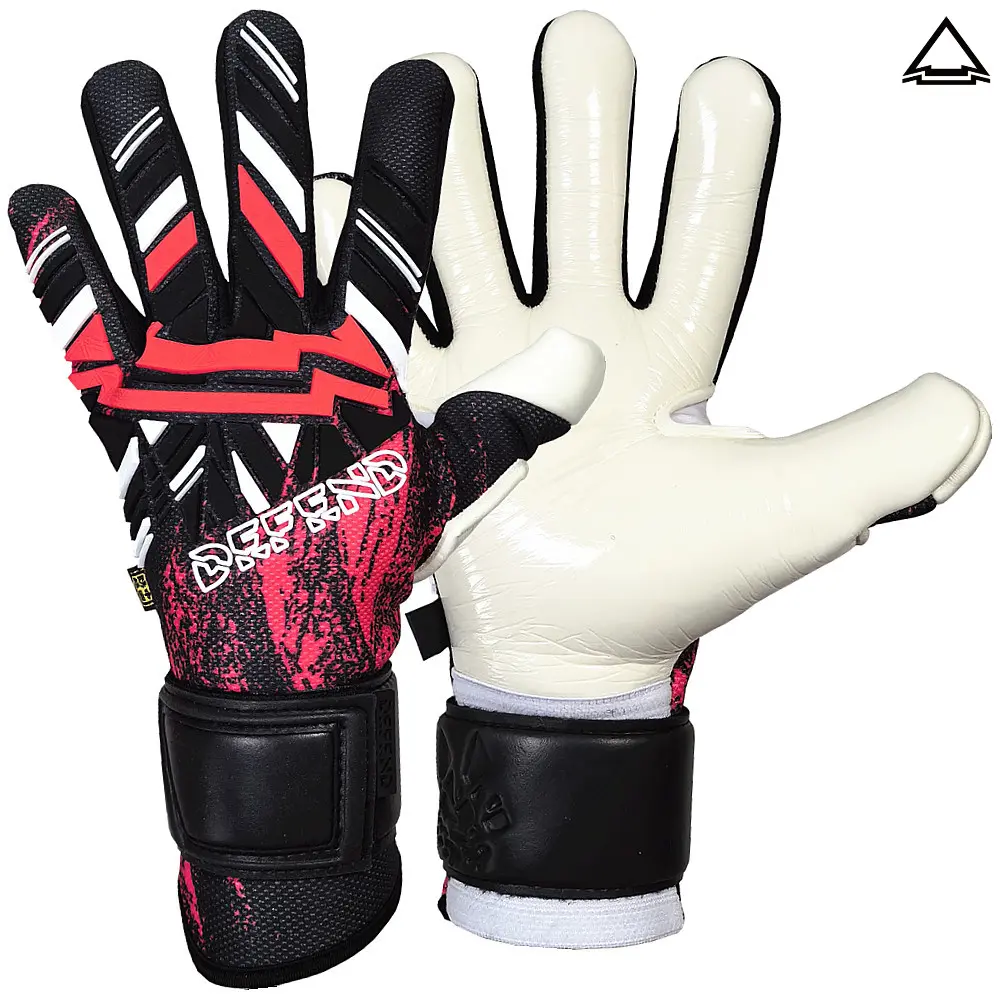 DEFEND CD2 Pro Adult Football Goalkeeper Gloves - 1 Pair Football Equipment, 100% Full Latex Palm, Sticky Turf Grip, Shot Power Absorption, All-Weather Use, Football Accessories, Soccer Gear