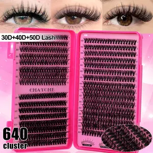 640 Clusters D Curl 10D-50D Individual Lash Extensions - DIY False Eyelashes, Natural Curl Lashes, 8-16mm Kit, Dramatic, Waterproof, Sleep-Proof, Long-Lasting, At-Home, Outdoor, Vacations, Spring Stock-Up
