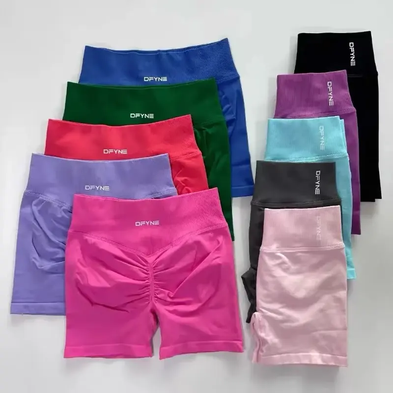 Dfyne Impact Shorts Low Ribbed Waist Seamless Scrunch Bum Workout Gym Booty Hight Stretch Running Yoga Sports yoga leggings
