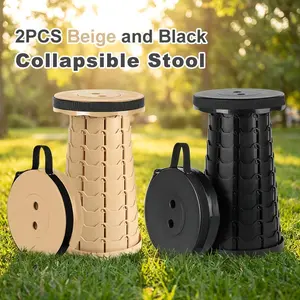 2-Pack Folding Stools, Collapsible Stools, Max Load 400 Lbs, Portable Adjustable Step Chair, Lightweight Foldable Bench, Ideal for Fishing, Camping, Hiking, Kitchen