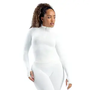 DFYNE  Half-Zip Waist-cinching Top, Stand Collar + Long Sleeves, Perfect for Yoga and Fitness.