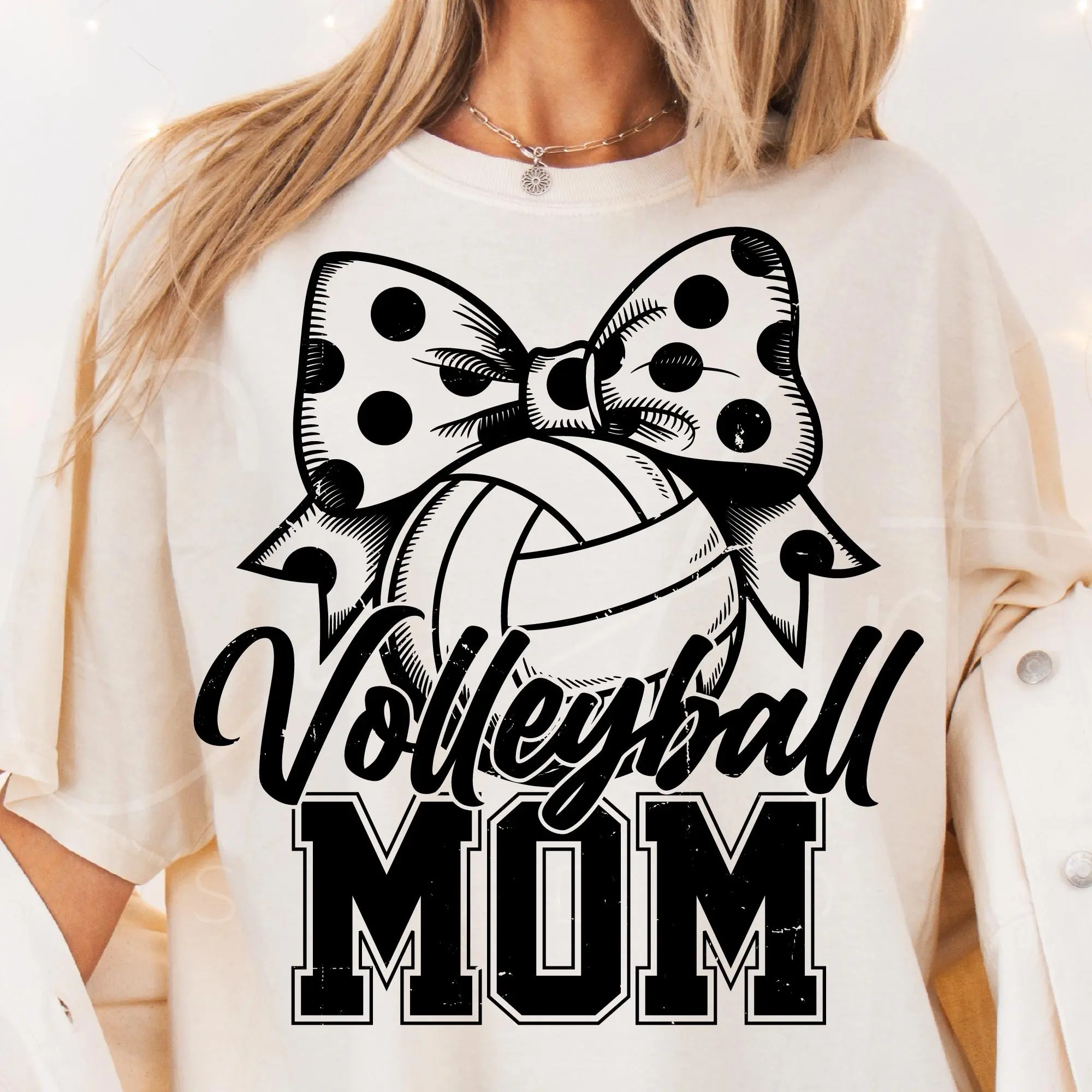Volleyball Mom T-Shirt Coquette Volleyball Shirt Design Sports Mom Distressed Retro Volleyball