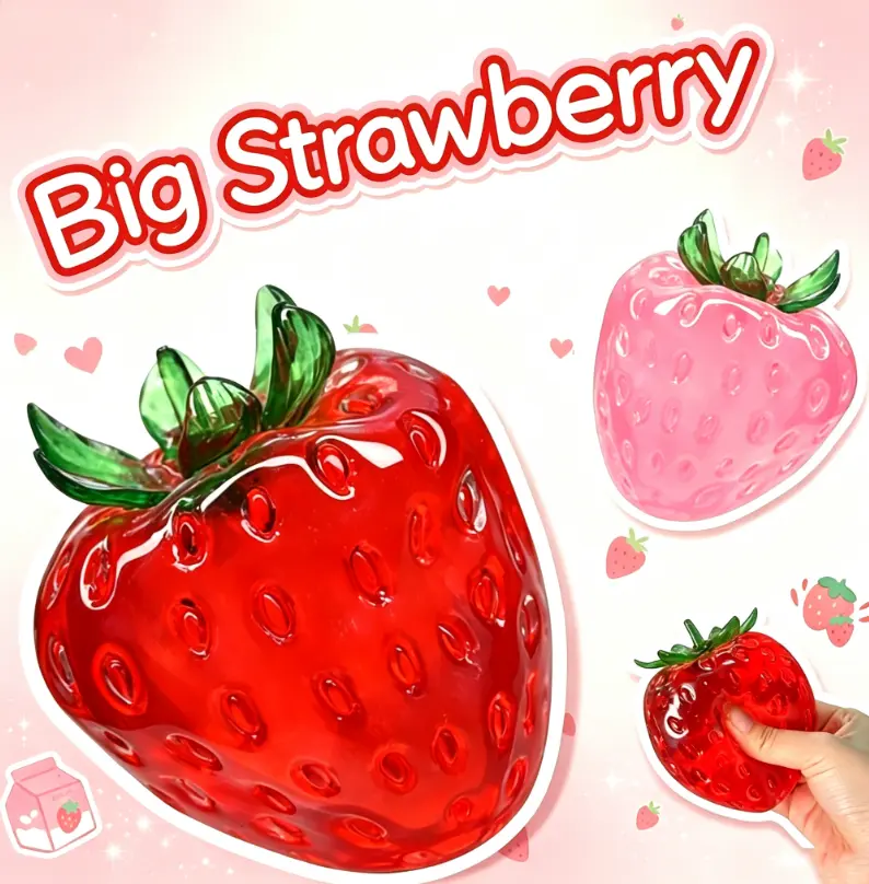 7cm Soft Malleable Strawberry Squeeze Toy, Portable Stress Relief Squishy for Party Favors and Home Daily Play,halloween / haunted