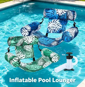 Ergonomic Full Body Support Inflatable Swimming Lounger, Leaf Design Breathable Floating Chair, Lightweight Portable Water Recliner for Pool Beach Lake Summer Leisure