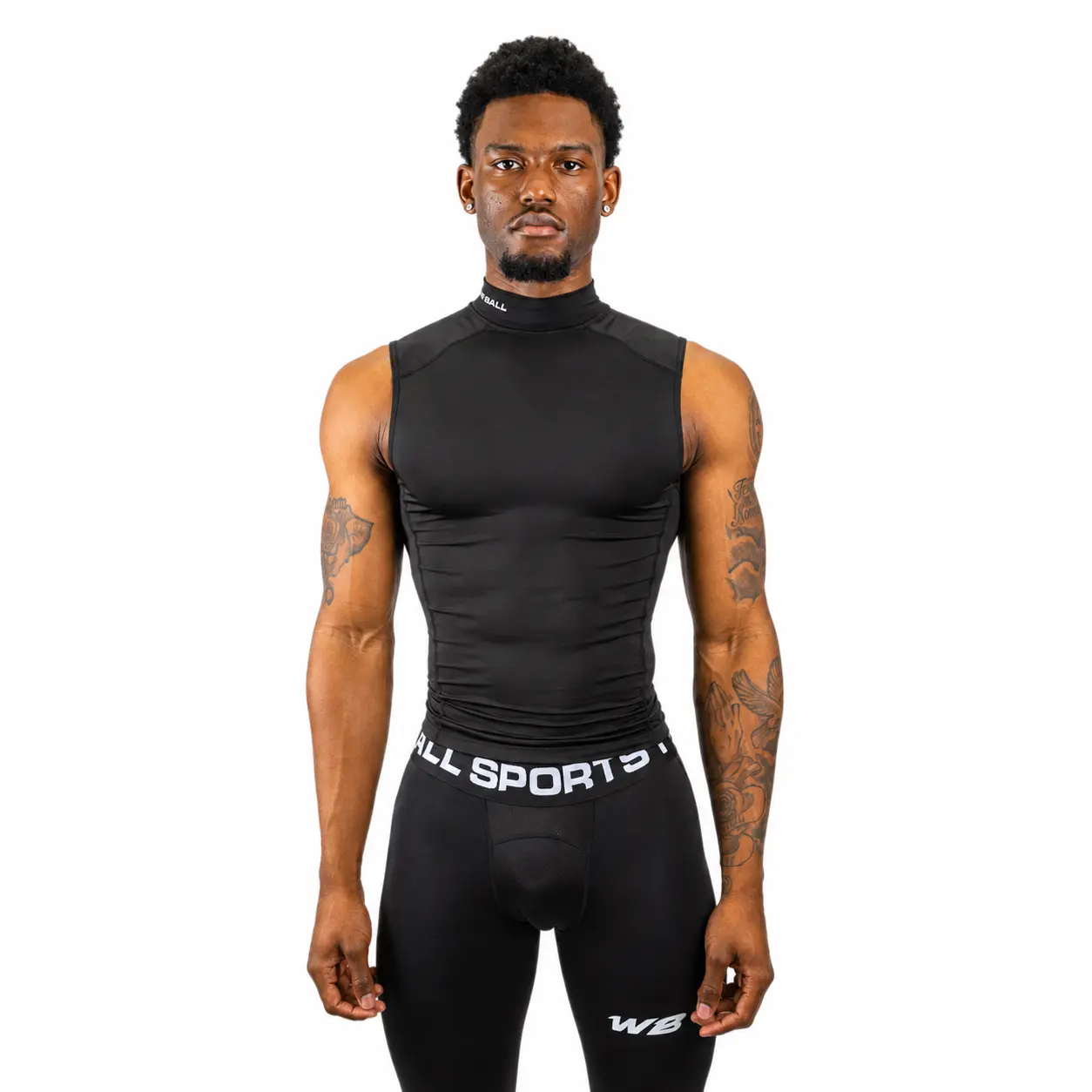 We Ball Sports Men's Compression Turtle Neck Tank Top (Black) - Moisture-Wicking Running Vest, Workout Apparel, Sport Activewear for Athletic Fitness
