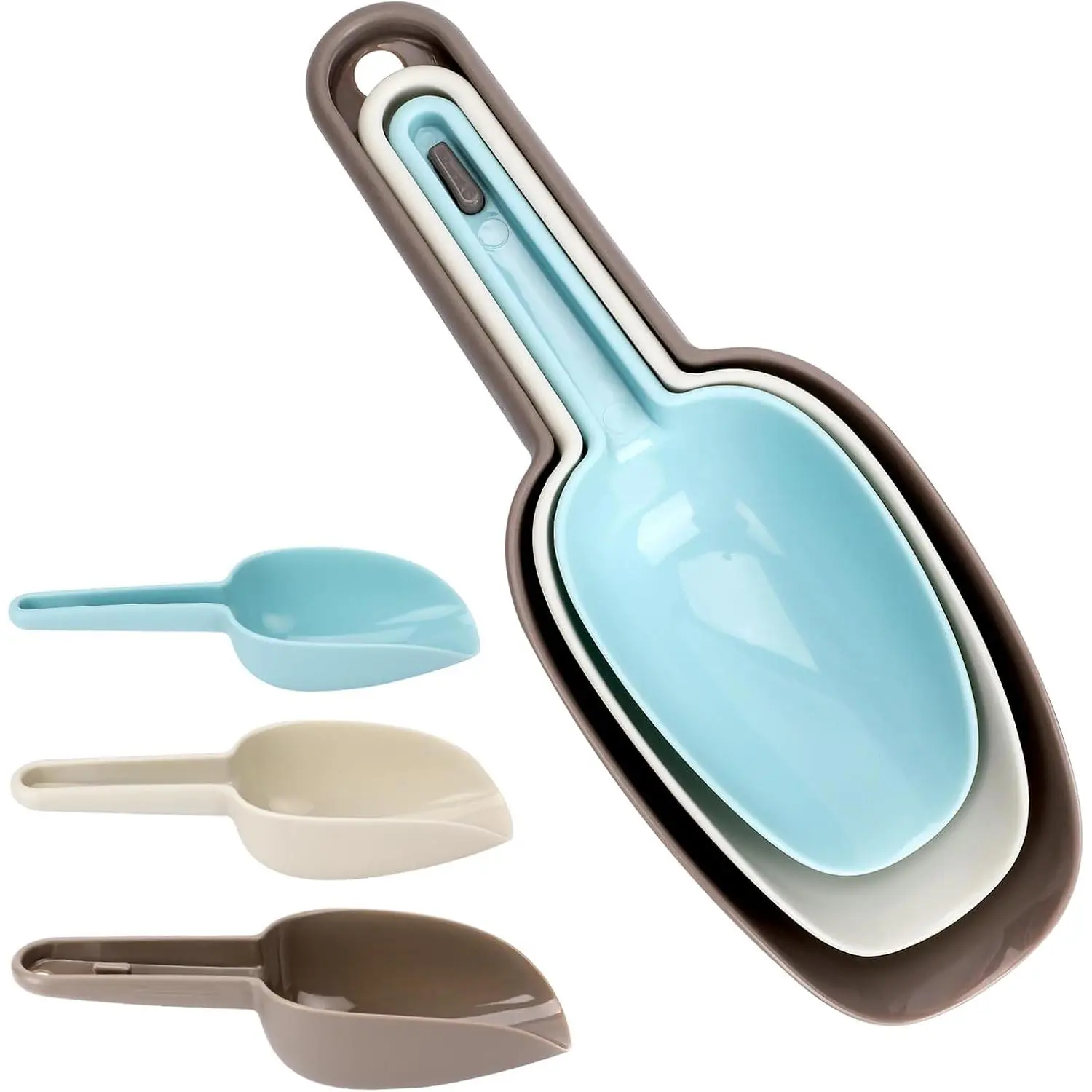 3 count Ice Scoop Set Flour Scoop for Canisters Multi Purpose Plastic Kitchen Scoops Canisters  Scoop Plastic Scoops for Dry Goods Flour Coffee Beans Candy Popcorn