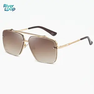 Large frame sunglasses for men, retro style glasses for women, fashionable metal sunglasses for women, retro double-rim style for women Indoor leisure equipment