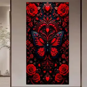 1 DIY Diamond Painting Kit, 5D Diamond Art Set, DIY Decoration, Butterfly, Red Rose, Heart Diamond Painting Set with Full Round Diamonds, Mosaic, Diamond Art, DIY Art Home Decoration, suitable for Christmas.
