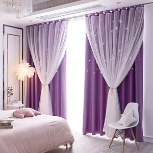1 count Star Silhouette Blackout Curtain, Window Curtain, Contemporary Style Drapes, Room Decor Curtain for Kids Room Bedroom Living Room, Comfortable Romantic Sleep Environment