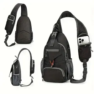 Sport Sling Bag for Men and Women - Large Capacity Crossbody Bag for Travel, Daily Commute & Hiking, Adjustable Breathable Strap, Multiple Pockets with Earphone Hole, Nylon