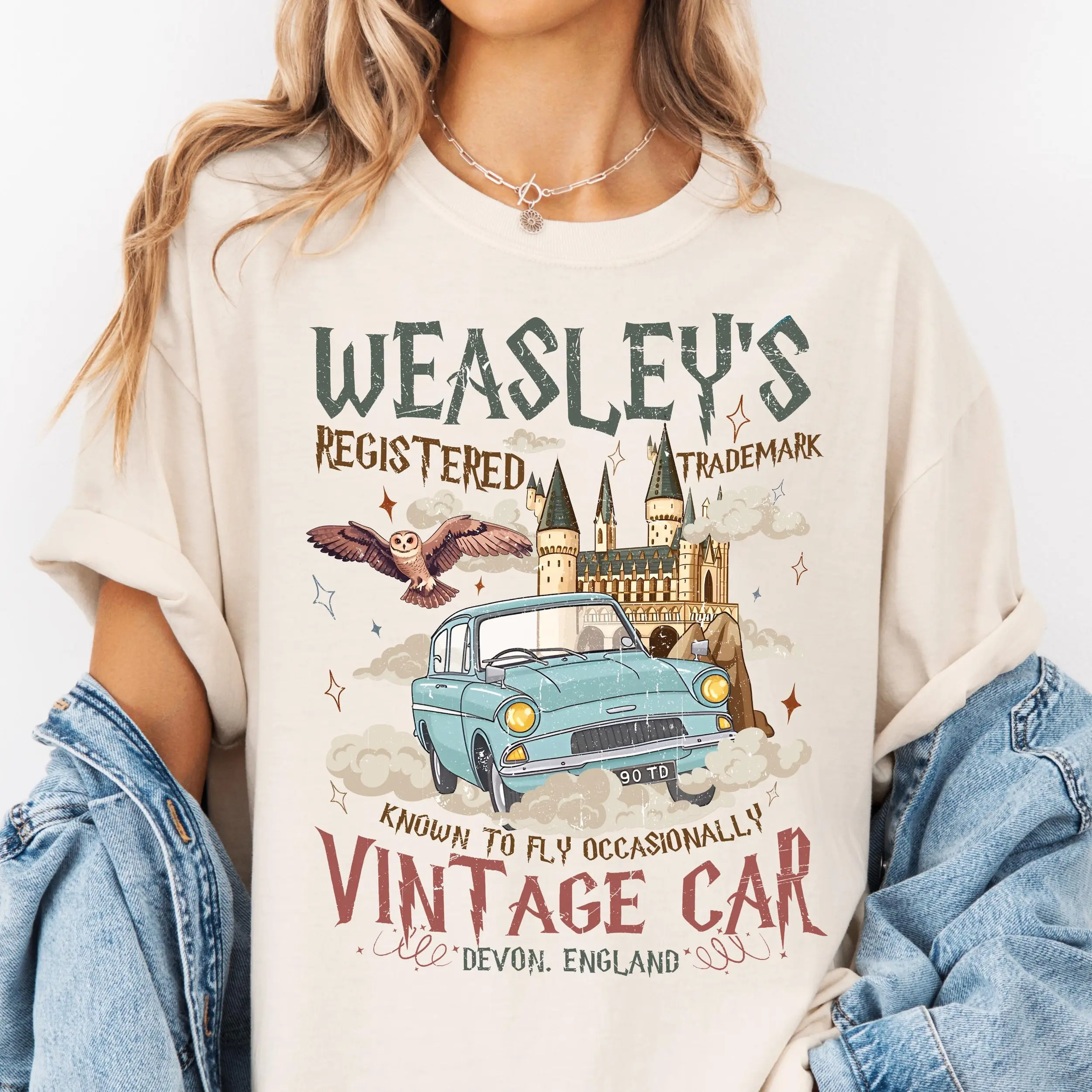 Weasley Flying Car Graphic Tee, Bookish Wizard Youth Shirt, Weasley Flying Car T-Shirt for Men, Women and Kids - A Perfect Gift for Fans