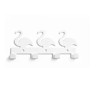 Home Collection Swan Wall Hook Rack 4 Hook Metal Key Holder