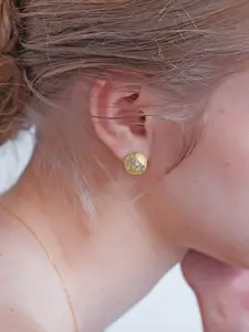 A pair of vintage style zirconia brushed round earrings, distinctive, luxurious, and sophisticated studs that are a versatile classic.