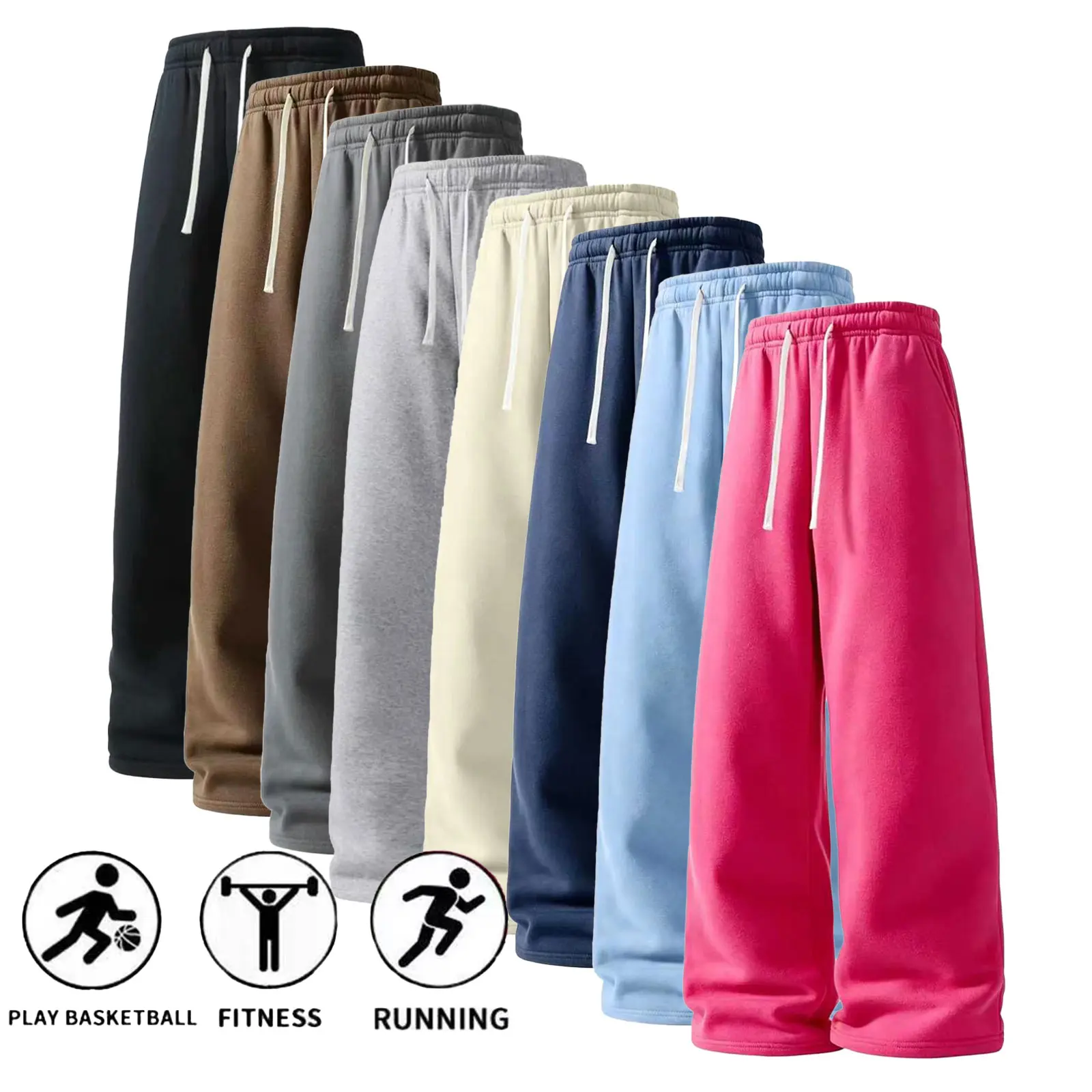 Men's Essential Sweatpants (3-Pack/2-Pack/Single Pack) - Polyester Knit, Loose-Fit Straight-Leg, Standard Size, Everyday Bottoms for Spring, Autumn, Mens Clothing