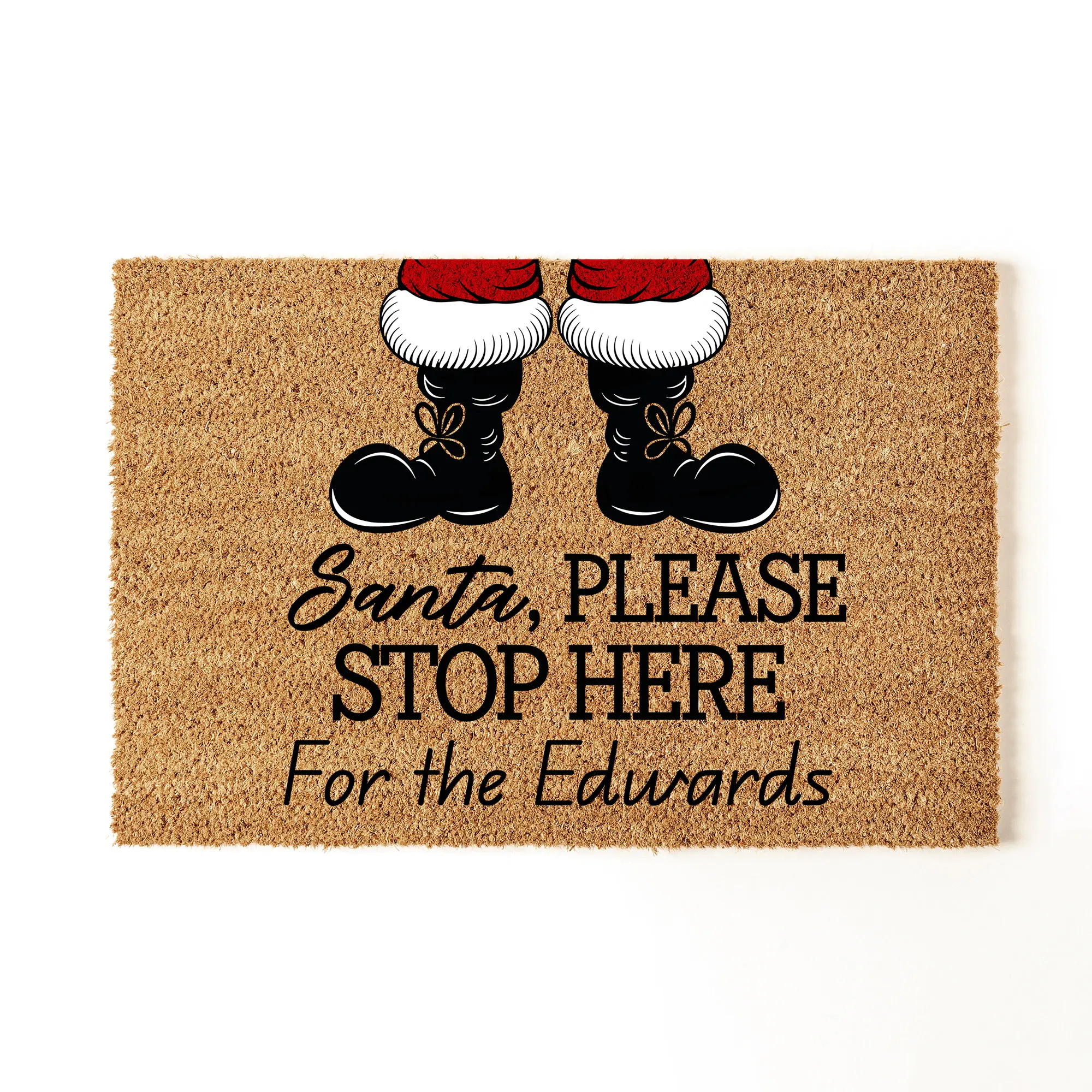 Santa Please Stop Here Personalized Doormat, Personalized "Santa Please Stop", Adorable Holiday Decor, Coir Mat, Custom Christmas Doormat, Christmas Gift, Customized Gift, Coir Doormat, Santa Claus Doormat