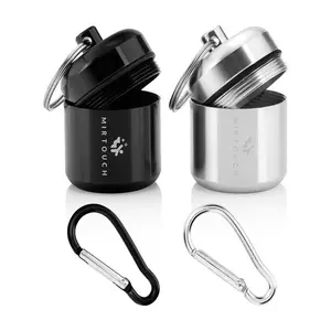 MirTouch Portable Pill Container 2-Pack with Keychain Rings & Matching Carabiners - Waterproof Medicine Organizer for Pills, Supplements, & Jewelry