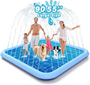 Extra Large Splash Pad Sprinkler Play Mat - 127"-90.5" Thick PVC Wading Pool, Kids Outdoor Play Summer Water Toy for 3+ Yrs Kids & Pets, Backyard Fountain Equipment