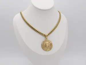 Gold Large Jesus Necklace, Large Jesus Medallion, 7mm Curb Style Chain or 5mm Rope Chain, 14k Plated Gold, Waterproof, Fade Free