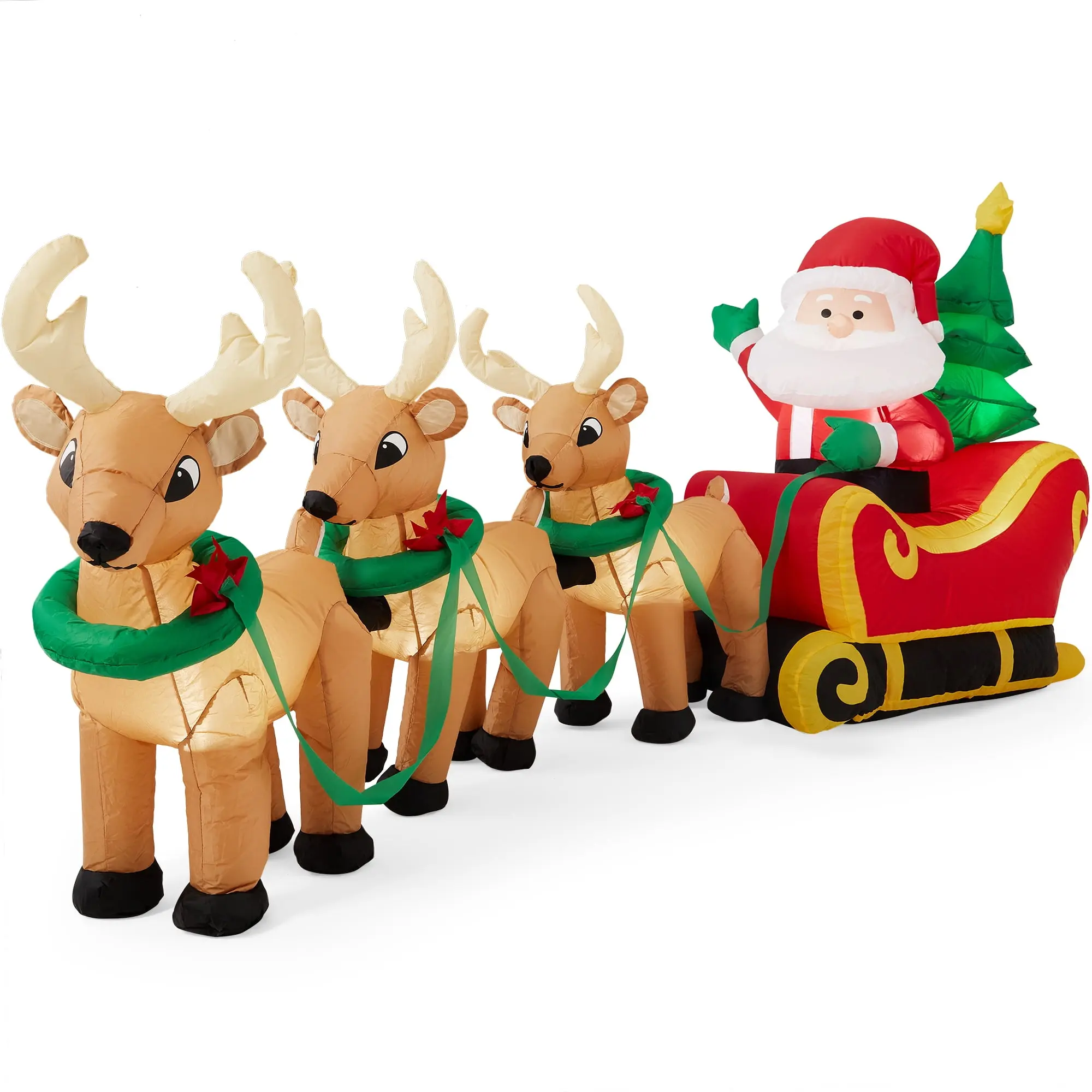 Best Choice Products 8.5ft x 3ft Lighted Inflatable Christmas Santa Claus & Reindeer Indoor Outdoor w/ Electric Fan