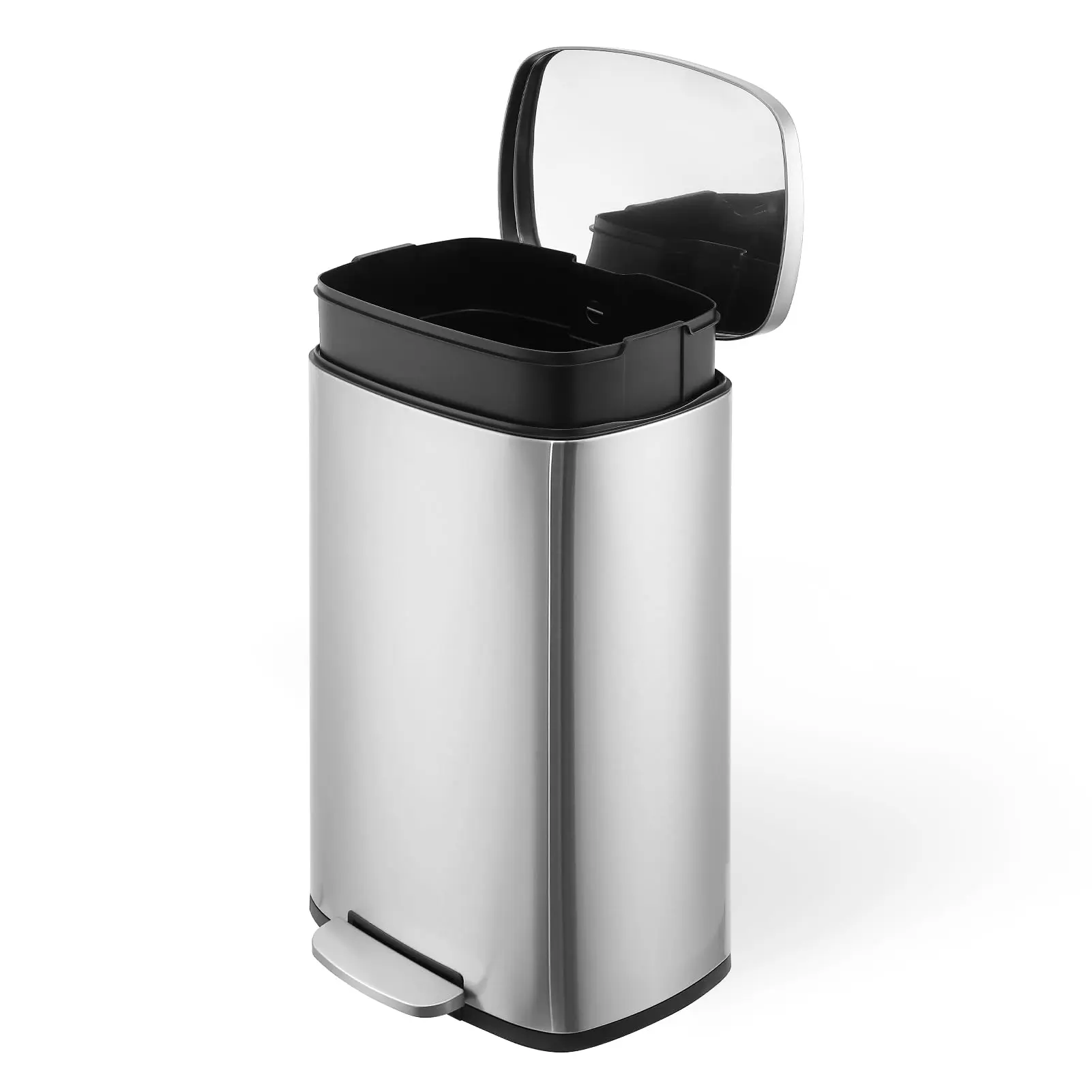GARVEE 13 Gallon/50 L Stainless Steel Kitchen Trash Can with Soft Close Lid, Tall Heavy Duty Design, Removable Inner Bucket, and Foot Pedal for Kitchen, Bedroom, Bathroom, and Office Use
